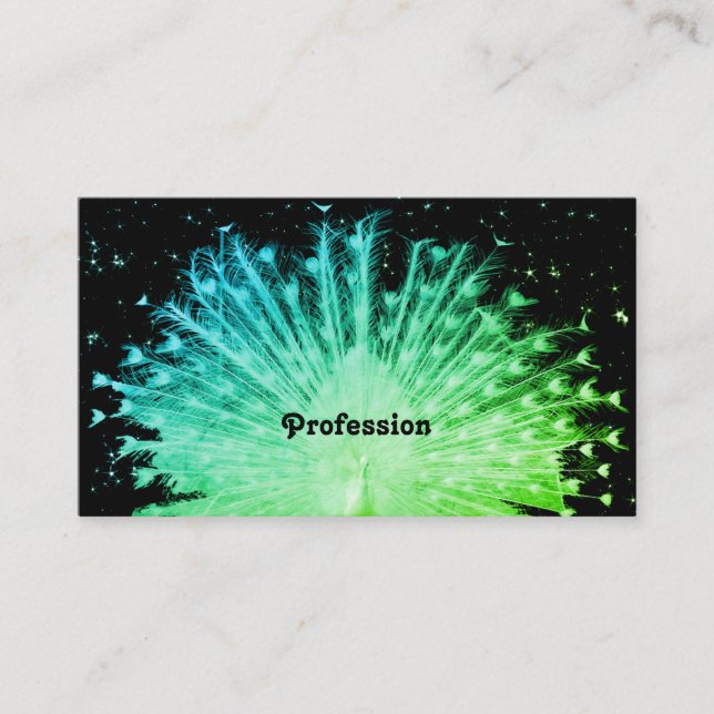 Carte De Visite Joli Peacock Turquoise Ombre avec étoiles Parties  (Devant)
