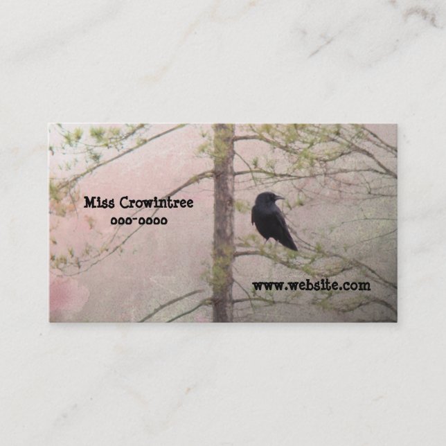 Carte De Visite Joli rose et Corbeau (Devant)