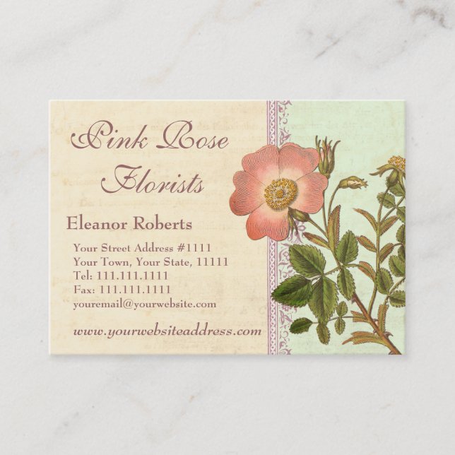 Carte De Visite Joli Rose Garden fleuriste (Devant)