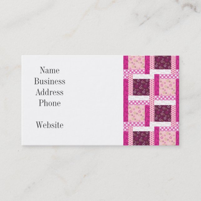 Carte De Visite Joli rose violet Patchwork Quilt Design Cadeaux (Devant)