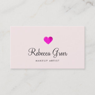 Carte De Visite Joli salon de beauté Coeur Rose Chaud