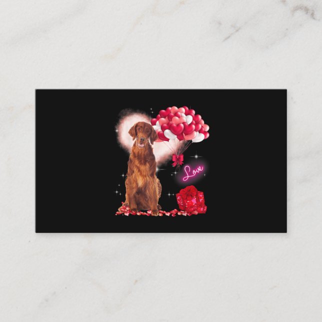 Carte De Visite Joli Setter irlandais Balloon Heart Valentines Day (Devant)