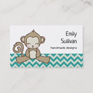 Carte De Visite Joli Singe Cartoon Brown Assis   Kawaii