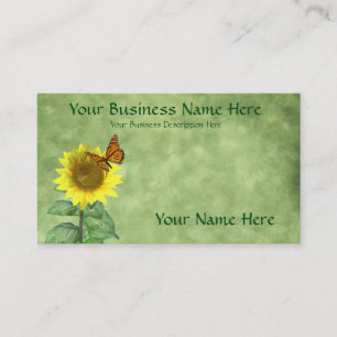 Carte De Visite Joli tournesol jaune et papillon orange