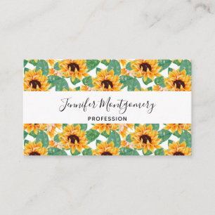 Carte De Visite Joli tournesol Jaune & Motif vert