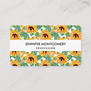 Carte De Visite Joli tournesol Jaune & Motif vert