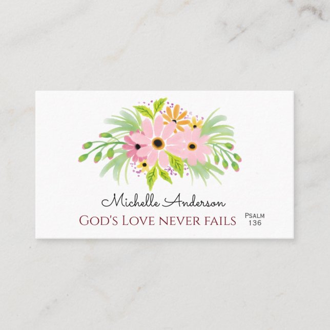 Carte De Visite Jolie aquarelle Florale Inspiration Écriture (Devant)