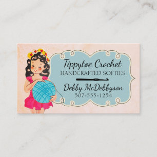 Carte De Visite Jolie ballerine fille crochet boule de fils