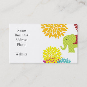Carte De Visite Jolie couleur Hippie Elephant puissance de fleur