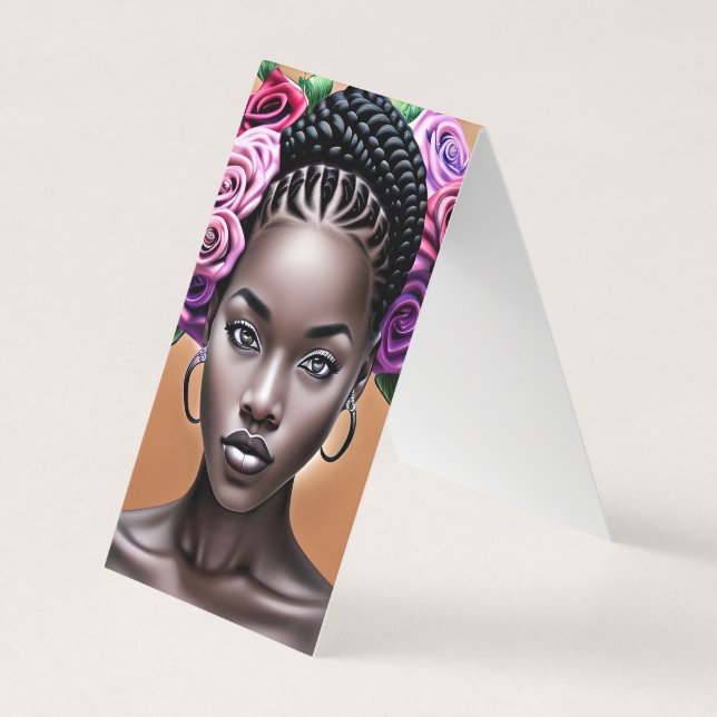 Carte De Visite Jolie femme noire avec tresses (Devant)