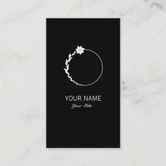 CARTE DE VISITE JOLIE FLEUR MONOGRAMME LETTRE O NOIR