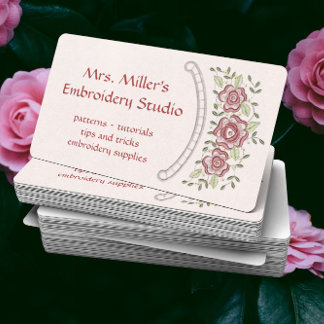 Carte De Visite Jolie Fleurs brodées Motif de broderie