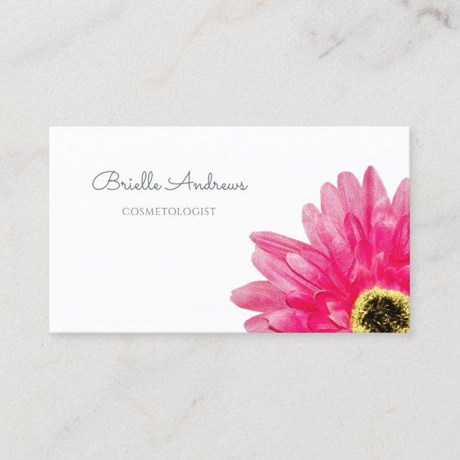 Carte De Visite Jolie Gerbera rose Fleur marguerite sur Simple Bla (Devant)