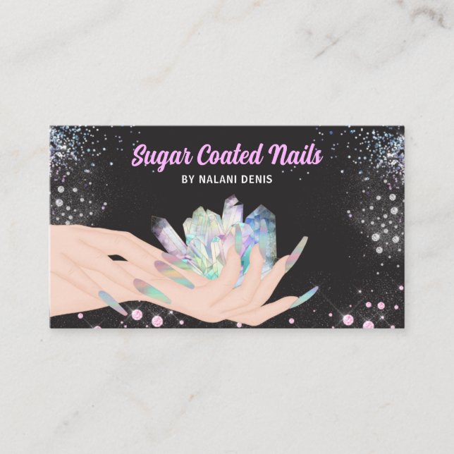 Carte De Visite Jolie Holographie Parties scintillant Nails Busine (Devant)