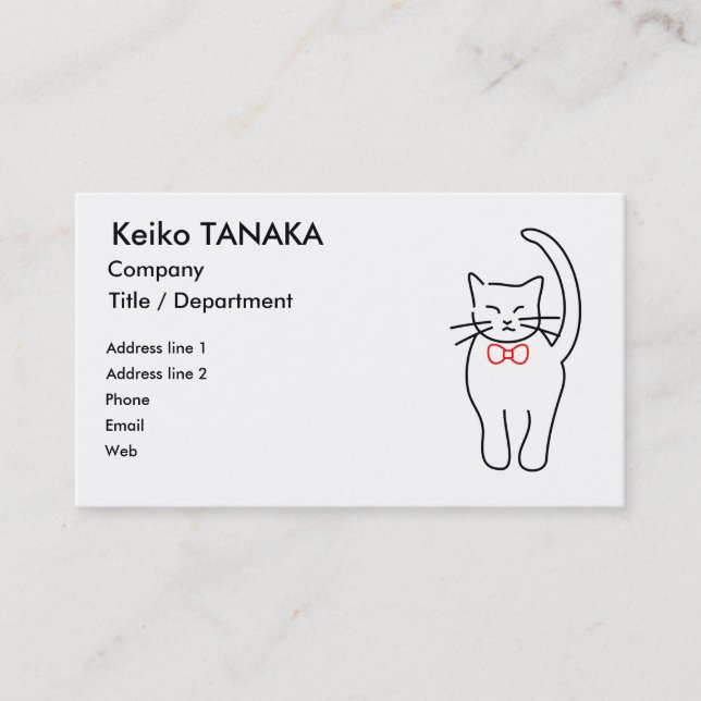Carte De Visite Jolie Kitty avec Bow rouge (Devant)