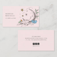 Jolie lune céleste rose et étoiles pour auteur pou