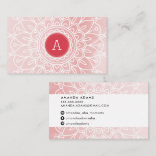 Carte De Visite JOLIE MONOGRAM moderne boho mandala motif rose