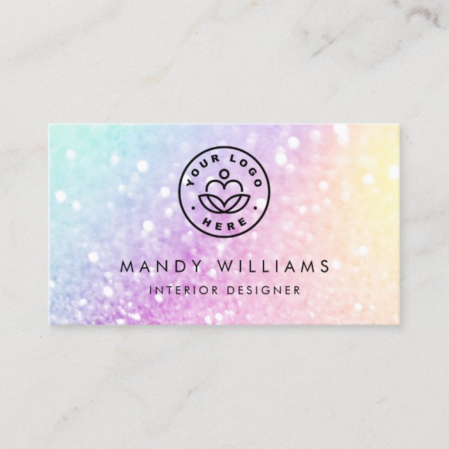 Carte De Visite Jolie Parties scintillant Holographique Fille Glam (Devant)