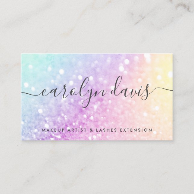 Carte De Visite Jolie Parties scintillant Holographique Fille Glam (Devant)