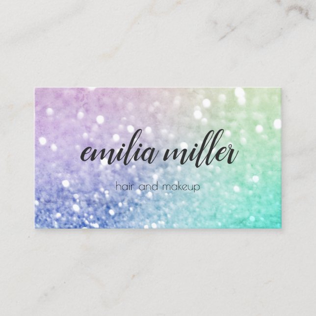 Carte De Visite Jolie Parties scintillant Holographique Fille Glam (Devant)