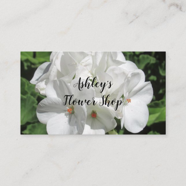 Carte De Visite Jolie photo de Fleur de Géranium Blanc (Devant)