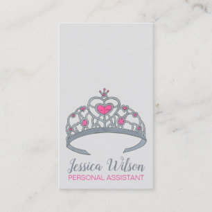Carte De Visite Jolie rose Princess Party Silver Tiara Crown