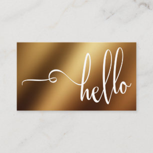 Carte De Visite Jolie typographie de Hello sur feuille d'or lisse