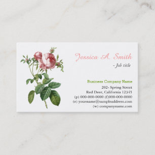 Carte De Visite jolie vintage rose rose fleurs professionnel