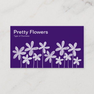 Carte De Visite Jolies fleurs - Blanc sur violet (Alternant)