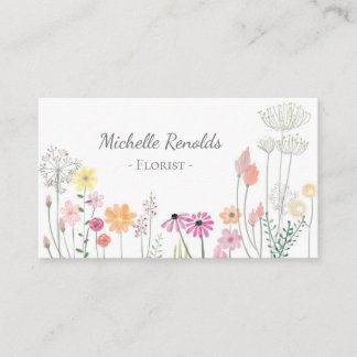 Carte De Visite Jolies fleurs d'aquarelle Floriste du jardin