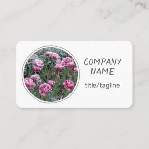 Carte De Visite jolies fleurs tulipes roses sur blanc