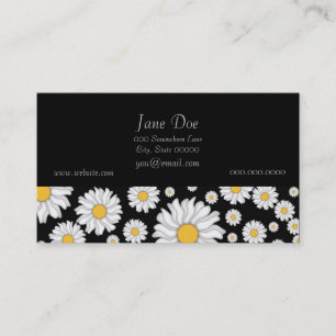 Carte De Visite Jolies marguerites blanches sur fond noir