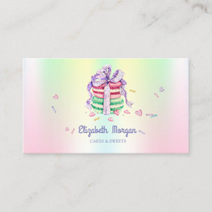 Carte De Visite Jolis Macarons Élégants, Sucreries, Holographiques