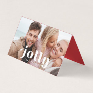 Carte De Visite Jolly Happy Holidays Moderne Simple Photo de famil