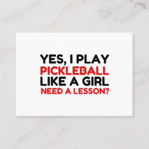 CARTE DE VISITE JOUER AU PICKLEBALL COMME UNE FILLE A BESOIN D'UNE