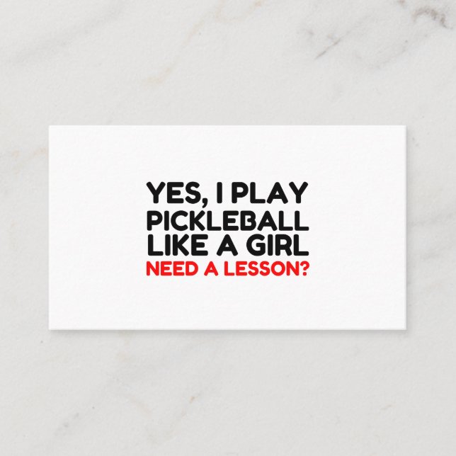Carte De Visite Jouer Au Pickleball Comme Une Fille A Besoin D'Une (Devant)