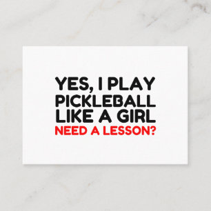 Carte De Visite Jouer Au Pickleball Comme Une Fille A Besoin D'Une