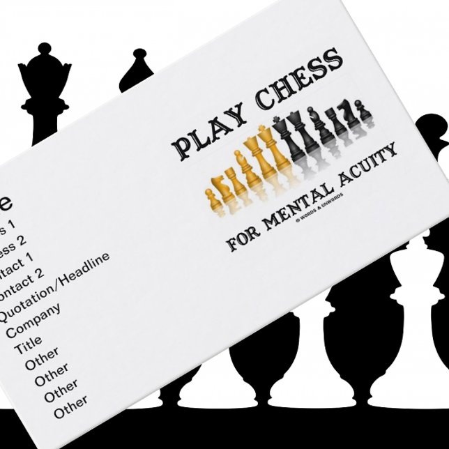 Carte De Visite Jouer Aux Échecs Pour L'Acuité Mentale (Échecs Réf (Business card for any chess player or chess teacher featuring sound chess advice.)