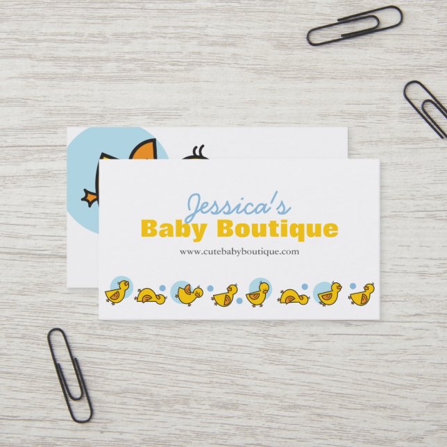 Carte De Visite Jouer Bébé Jaune Bébé Kits Et Points Bleus (Devant/Arrière en situation)