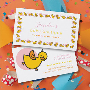 Carte De Visite Jouer Bébé Jaune Duckies Ducklings et points roses