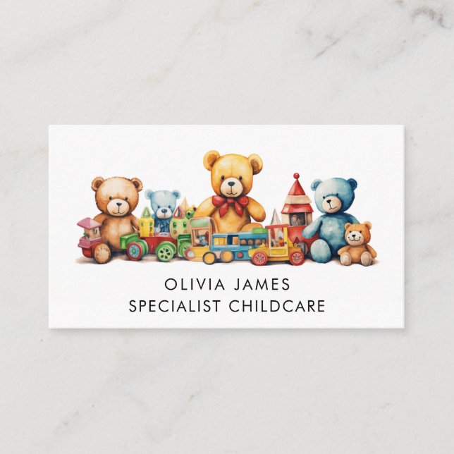 Carte De Visite Jouets d'aquarelle Babysitter Garderie Garderie Na (Devant)