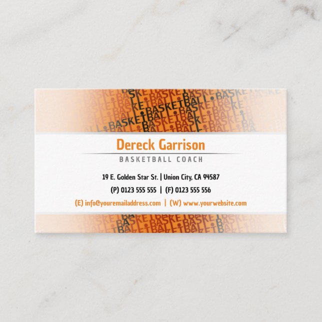 Carte De Visite Joueur de basket-ball | Coach Sport (Devant)