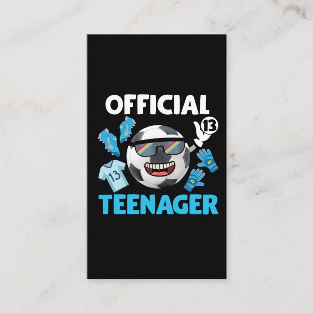 Carte De Visite Joueur De Football Adolescent De 13E Anniversaire (Devant)