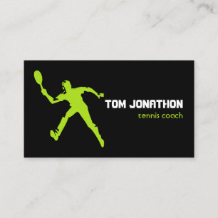 Carte De Visite Joueur de tennis en silhouette jaune fluorescent n