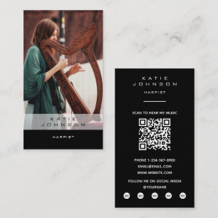Carte De Visite Joueuse de harpe Professeure de musique Photo Code