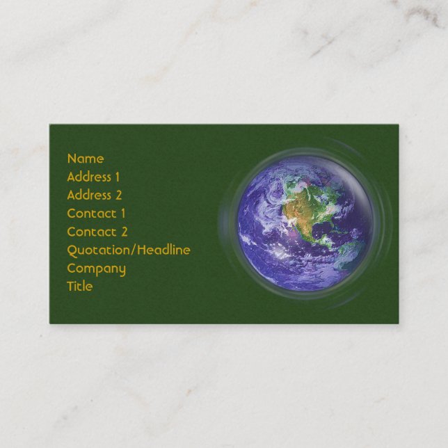 Carte De Visite jour de la terre du globe 3D (Devant)