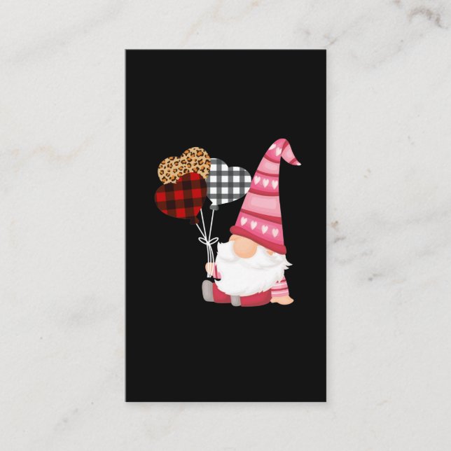 Carte De Visite Jour des Valentines du Léopard Noir Rouge Gnome (Devant)