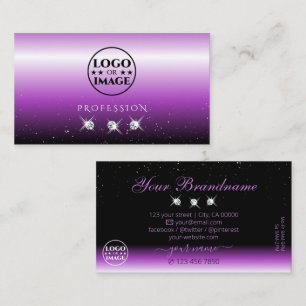 Carte De Visite Joyaux violet noir Ombre étincelant avec logo tend