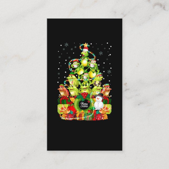 Carte De Visite Joyeuse grenouille de Noël Arbre de Noël Grenouill (Devant)