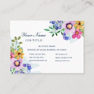 Carte De Visite Joyeuses couleurs primaires Aquarelle Floral 2 Sal
